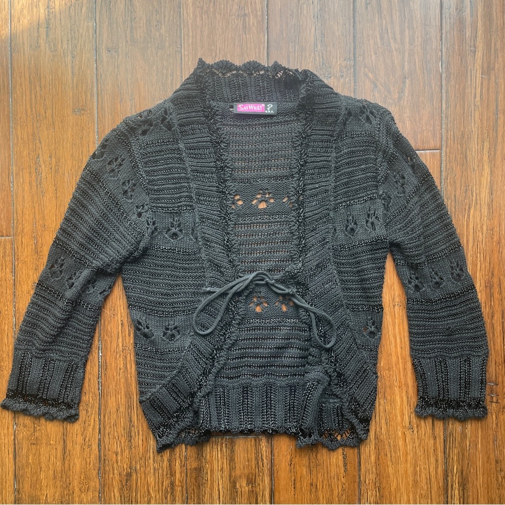 Say What Black Crochet Cardigan
